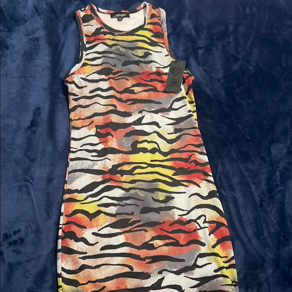Ed Hardy Colorful Animal Print Sleeveless Dress